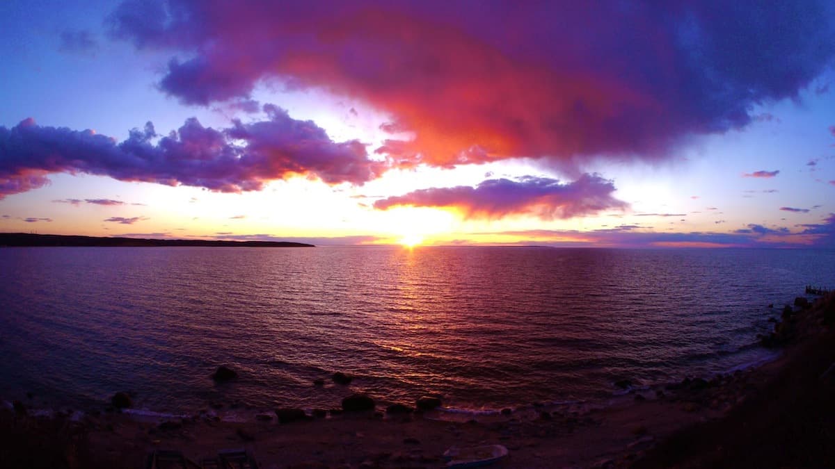 Sunset over Fort Pond Bay as seen from the bluff near The Montauket, March 27, 2013, Montauk NY, photo by Sailing Montauk
