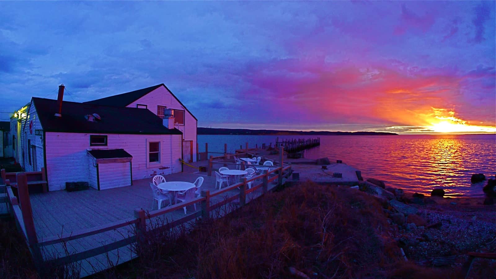 Sunset over Fort Pond Bay as seen from Duryea's Lobster, March 28 2013, Montauk NY, photo by Sailing Montauk